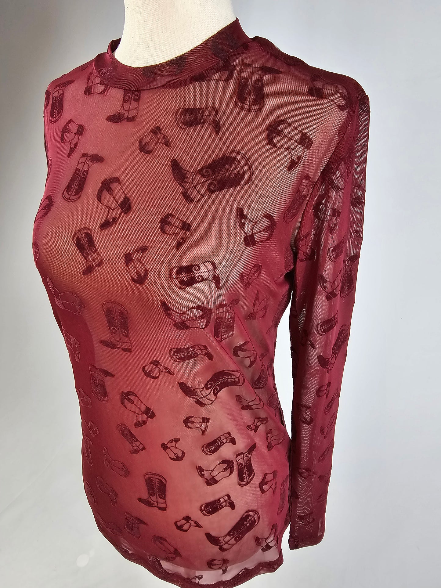 TZ102 Blame it on the Boots Mesh Top