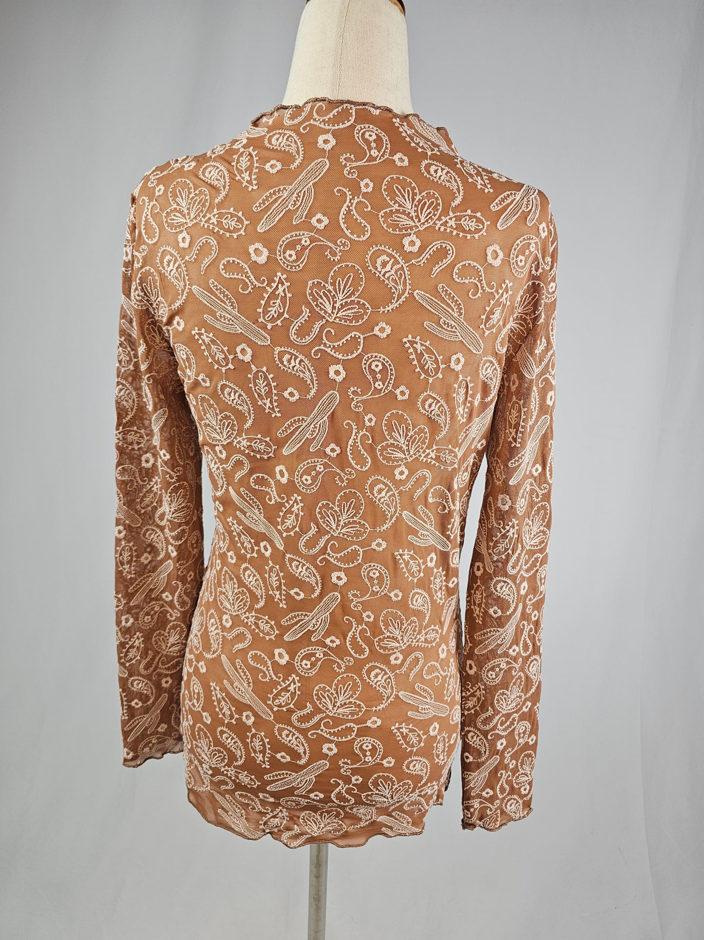TZ97 Paisley Print Lace Blouse