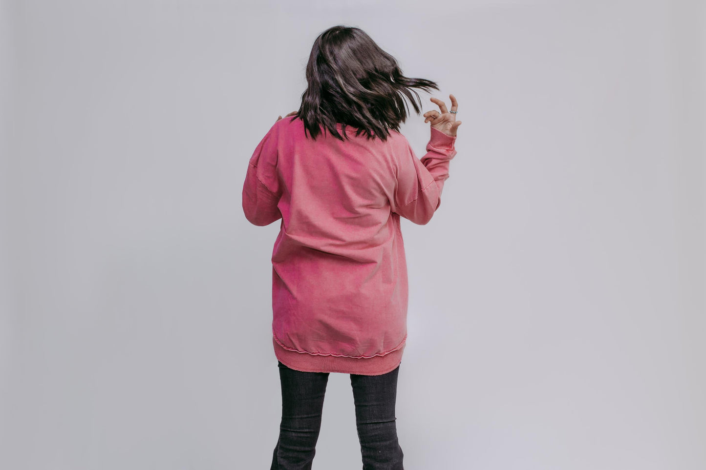 MK159 Basic Acid Washed Sweatshirt - Pink