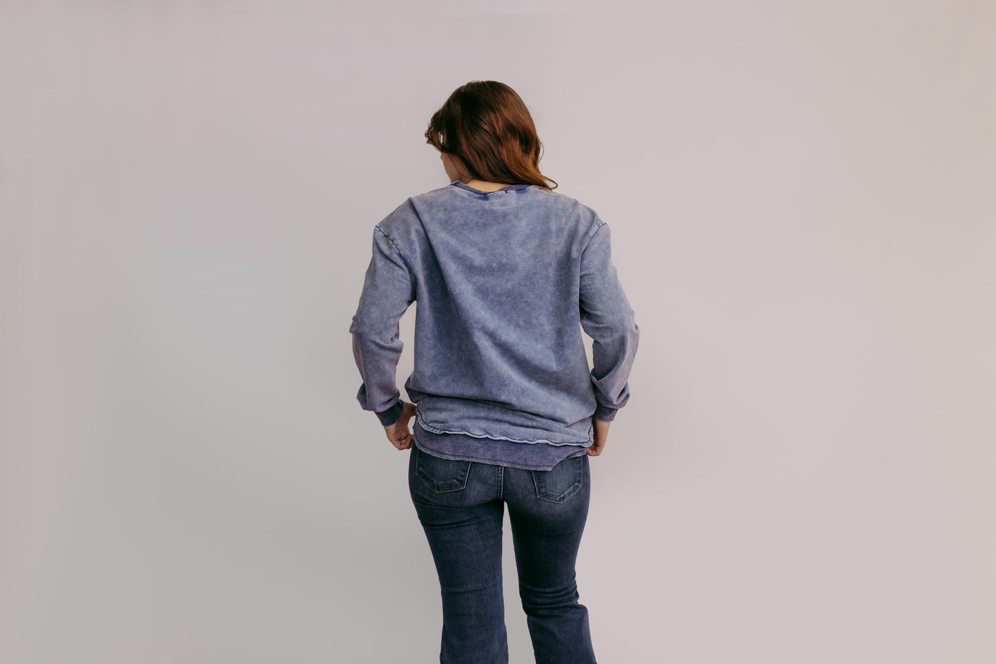MK159 Basic Acid Washed Sweatshirt -Navy