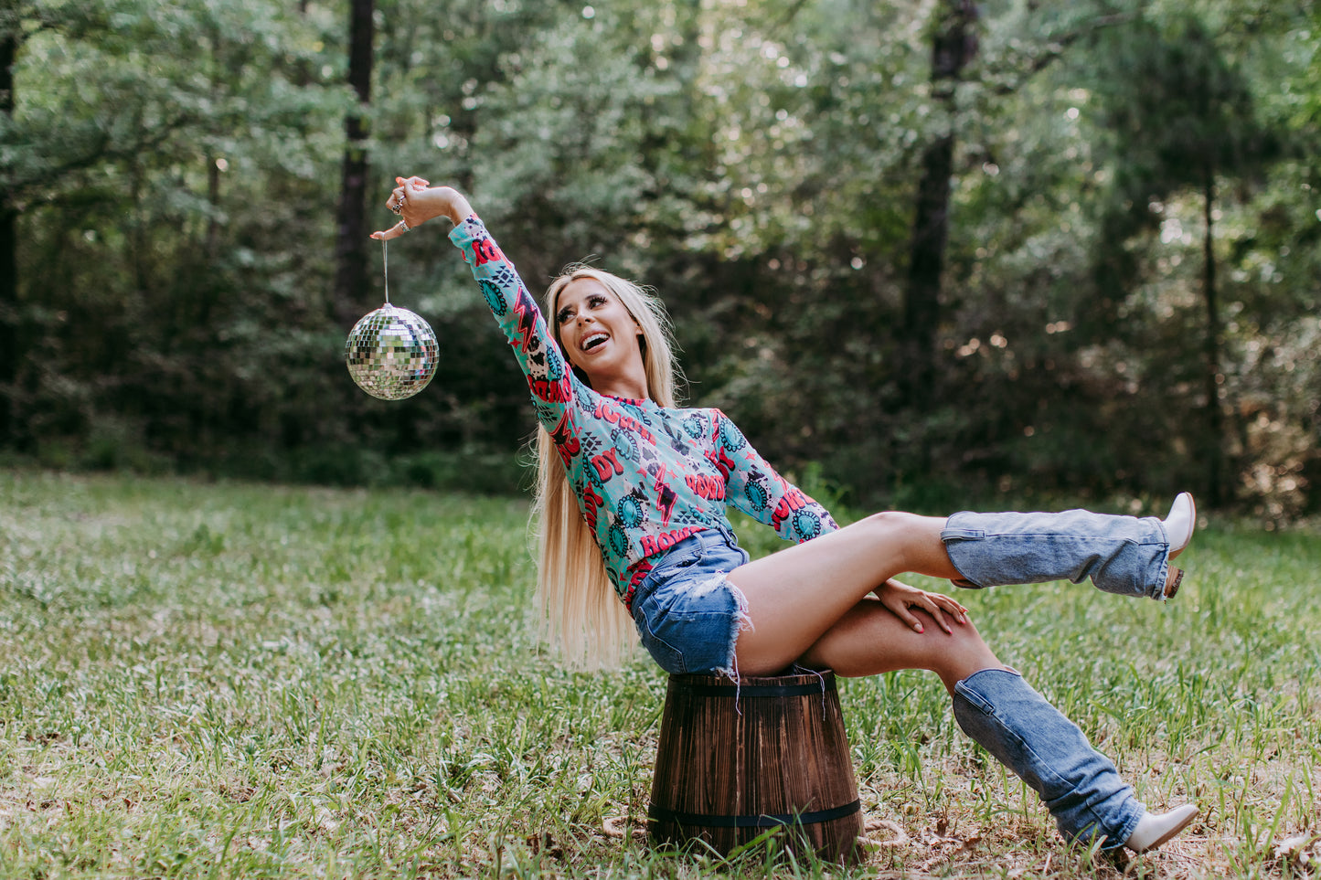 MK478 Sparkle Howdy Mesh Top Turquoise