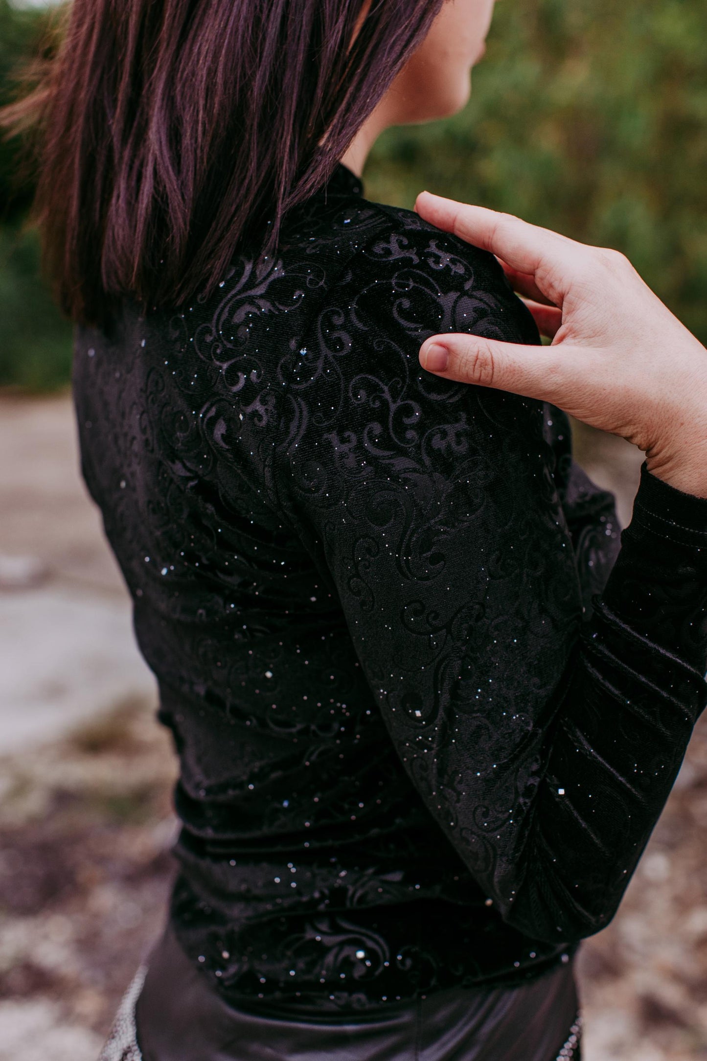 MK414 Jewel Velvet Mesh Top
