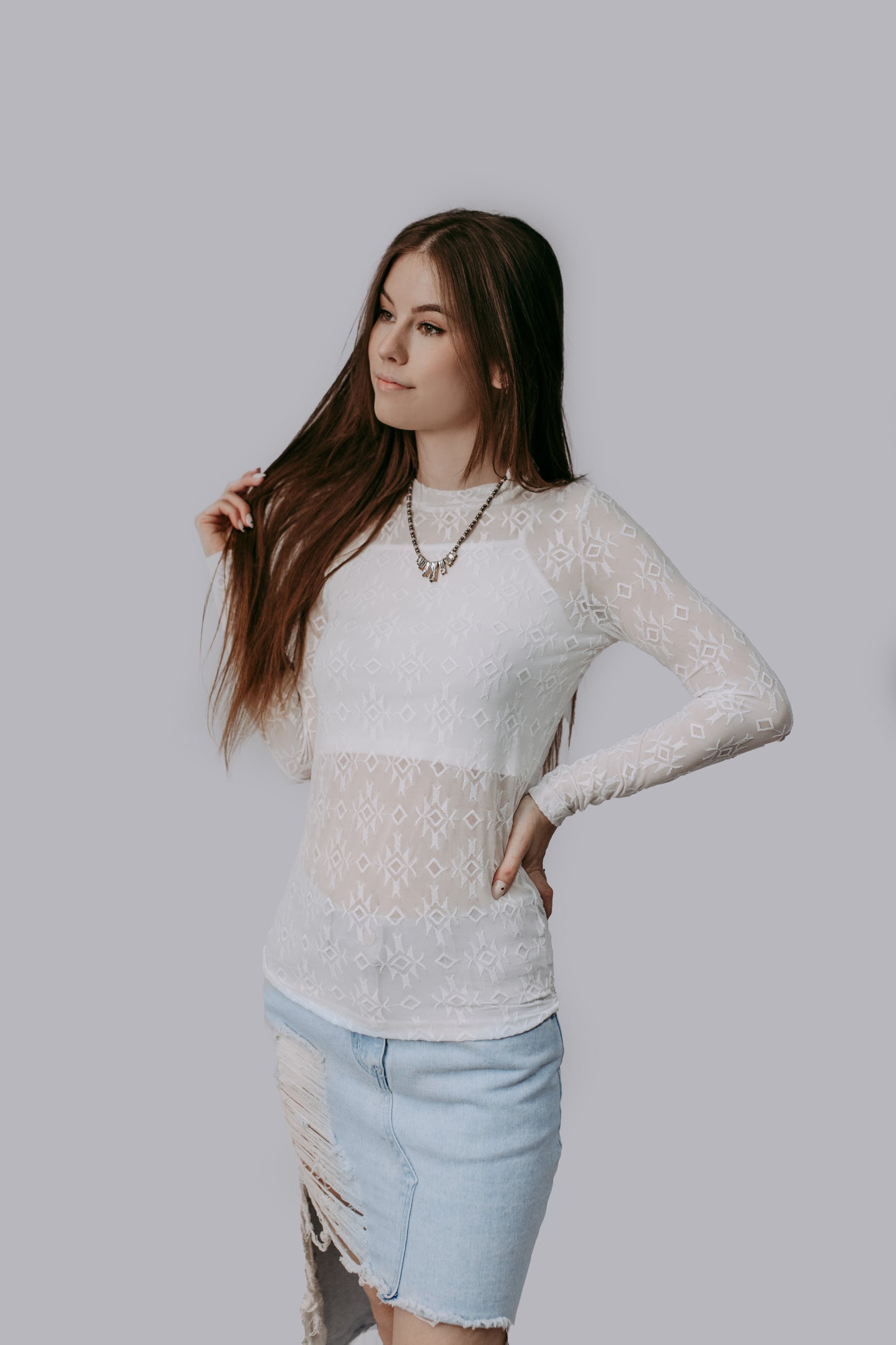 MK706 Embroidery Lace Top