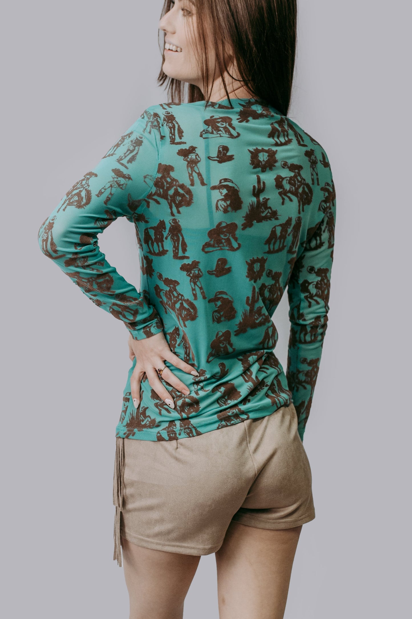 MK725 Daydreamer Velvet Mesh Top
