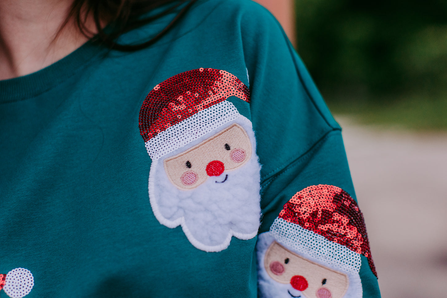 MK423 Santa Baby Sequin Embroidered Sweatshirt