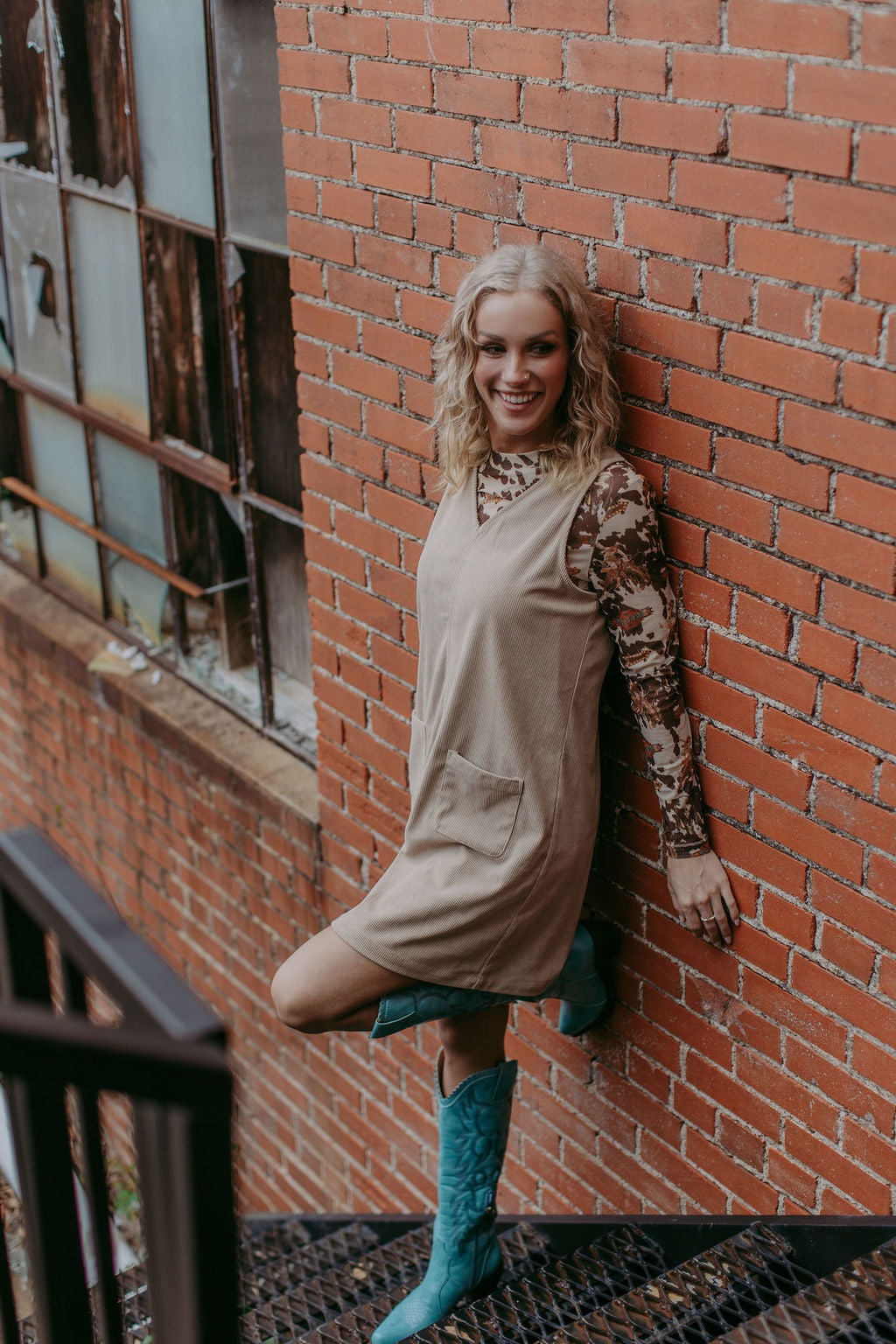 MK763 Corduroy Jumpsuit Dress