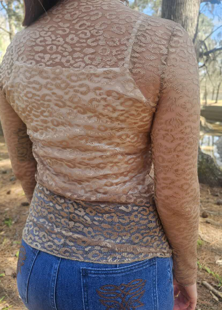 TZ74 Leopard Mesh Top