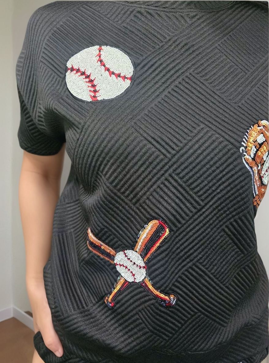 MK591 Sequins Baseball Short Sets