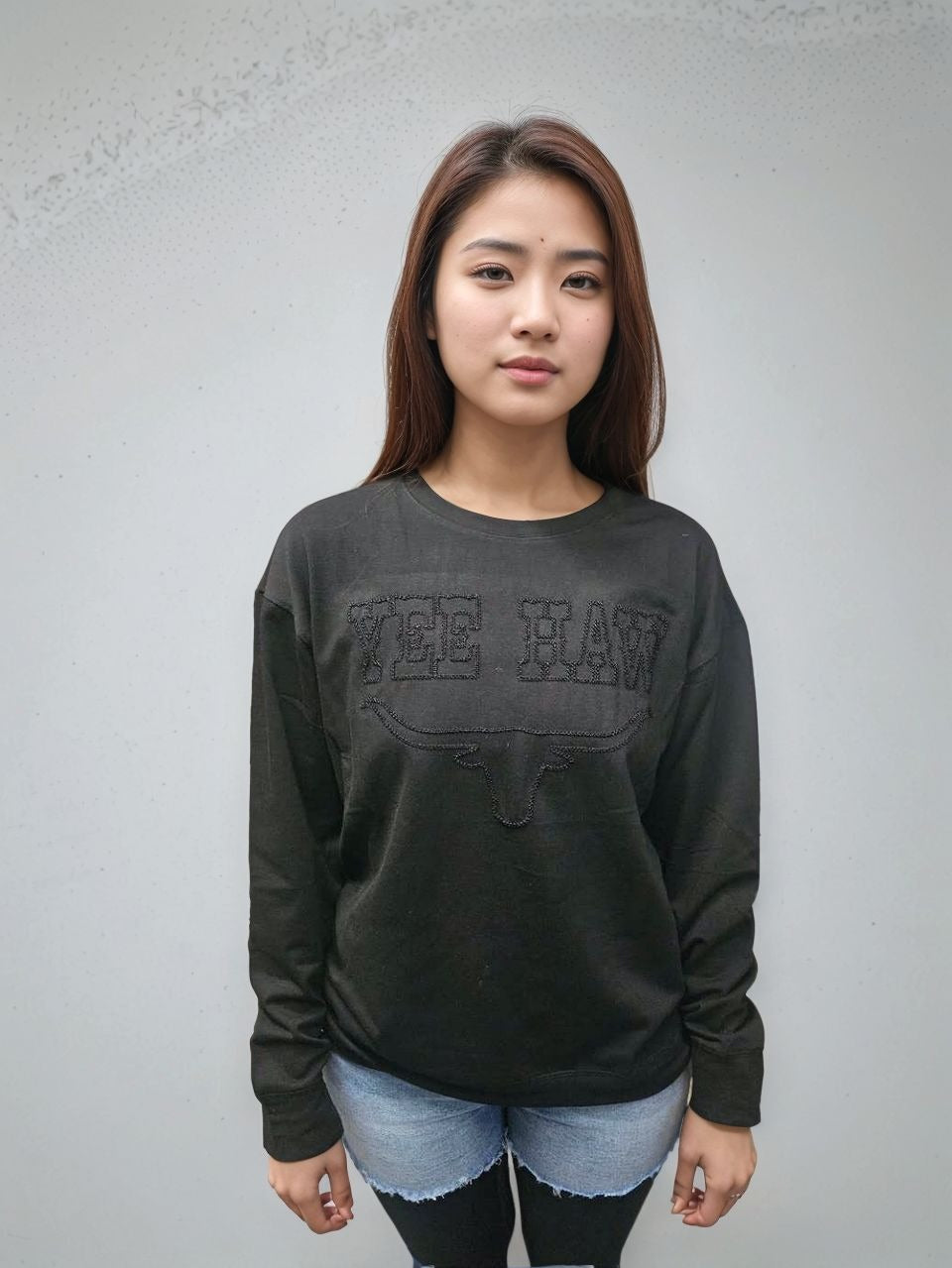 MK704 Yee Haw Rope Embroidery Sweatshirt