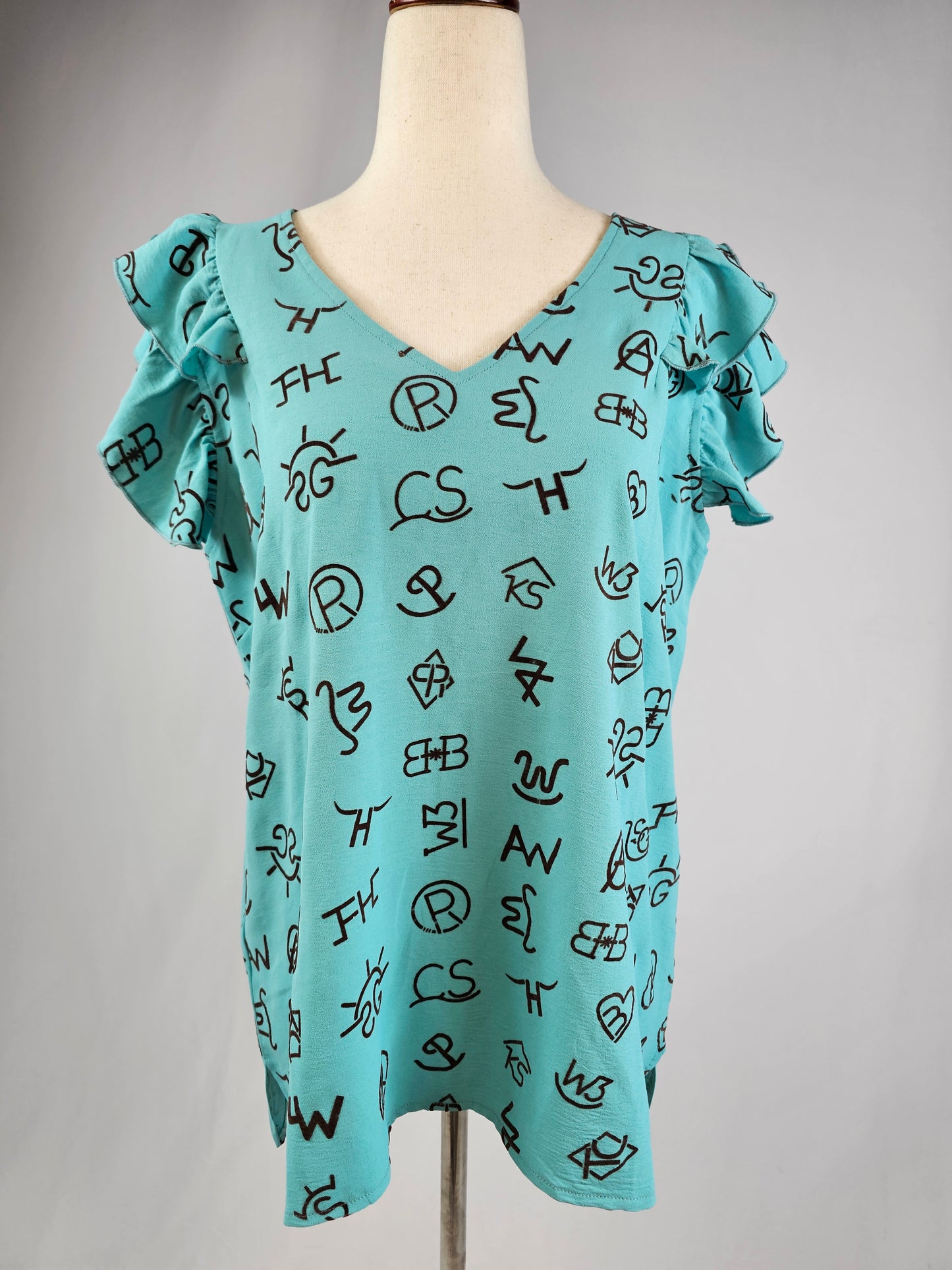 TZ91 Branded Ruffled Sleeve Blouse
