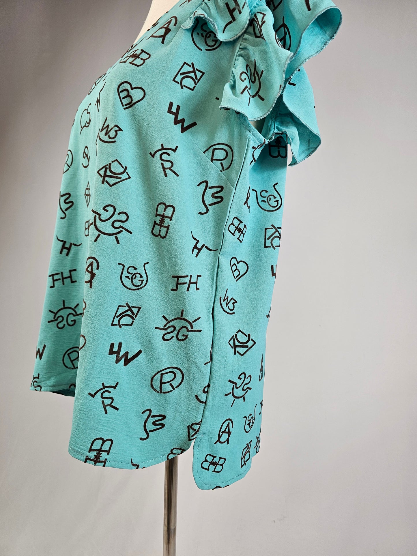 TZ91 Branded Ruffled Sleeve Blouse