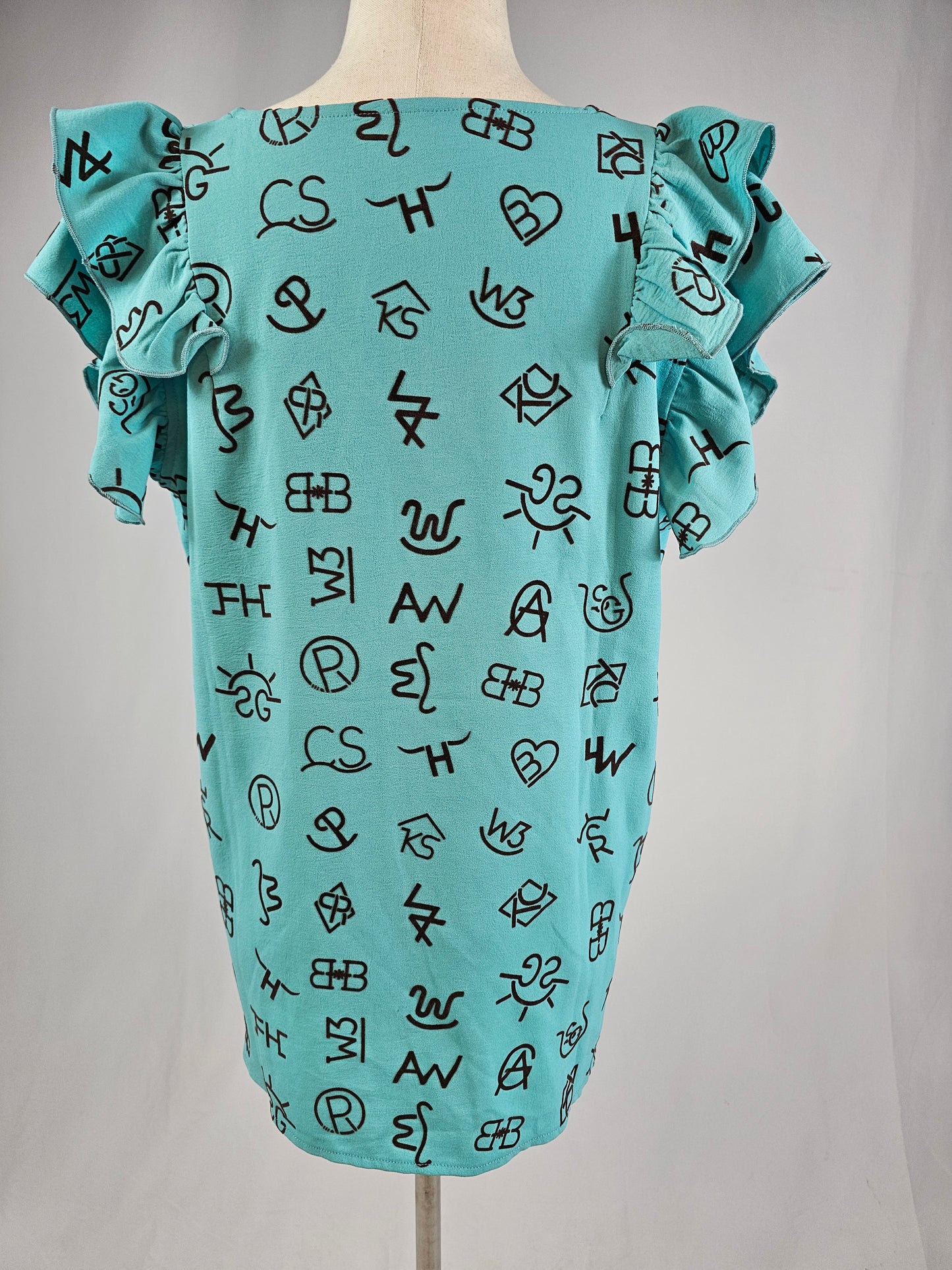 TZ91 Branded Ruffled Sleeve Blouse
