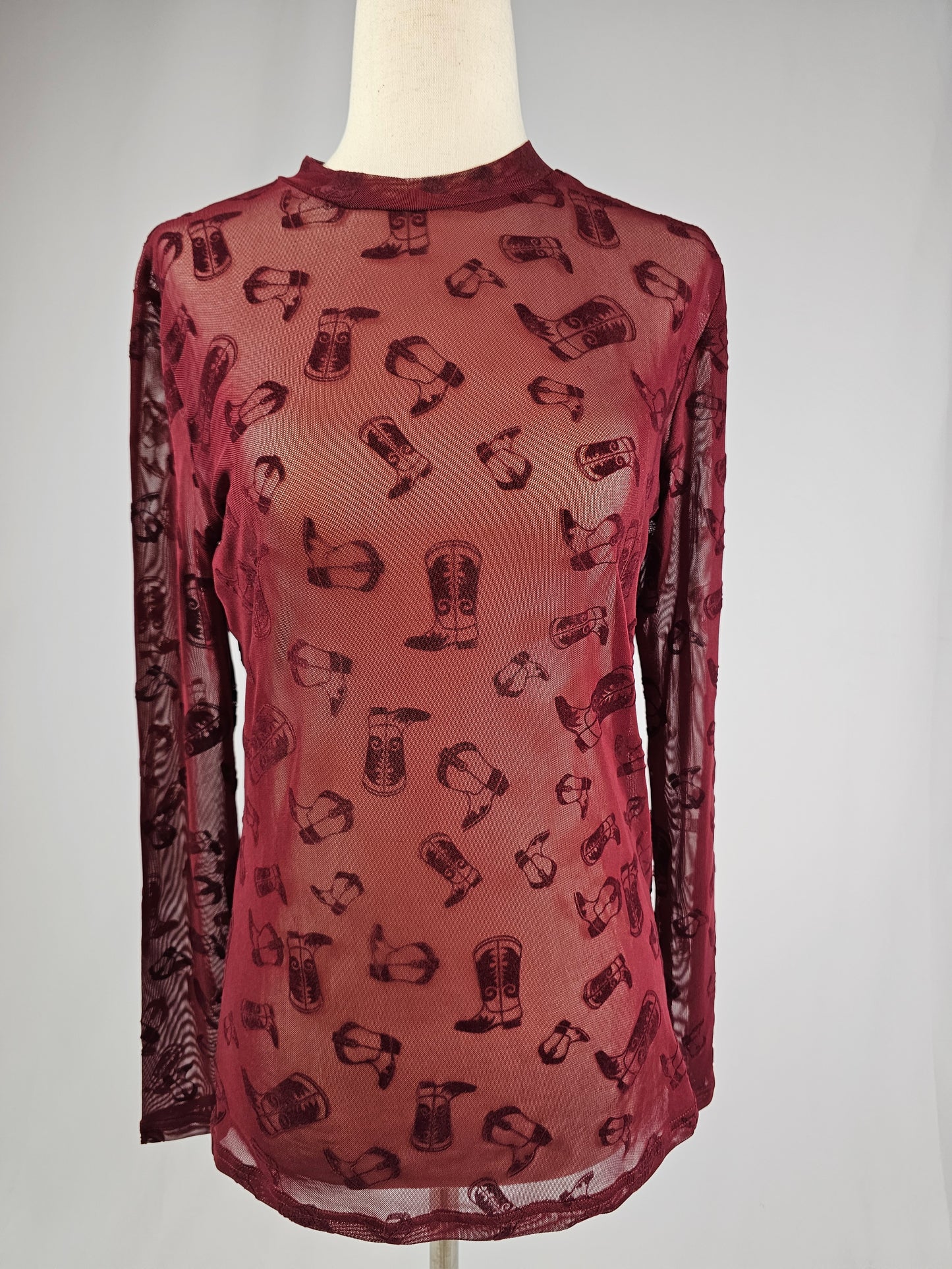 TZ102 Blame it on the Boots Mesh Top