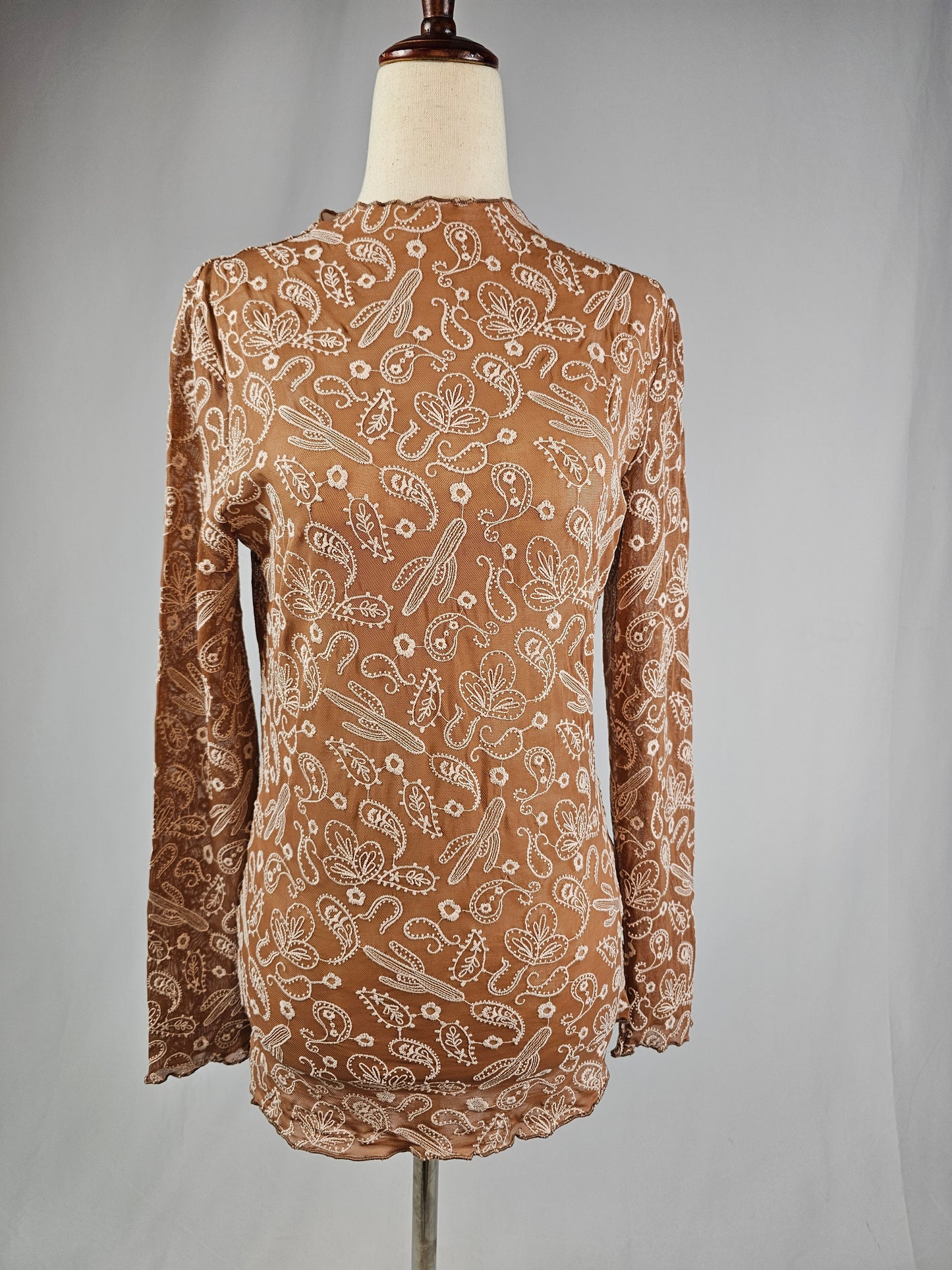 TZ97 Paisley Print Lace Blouse