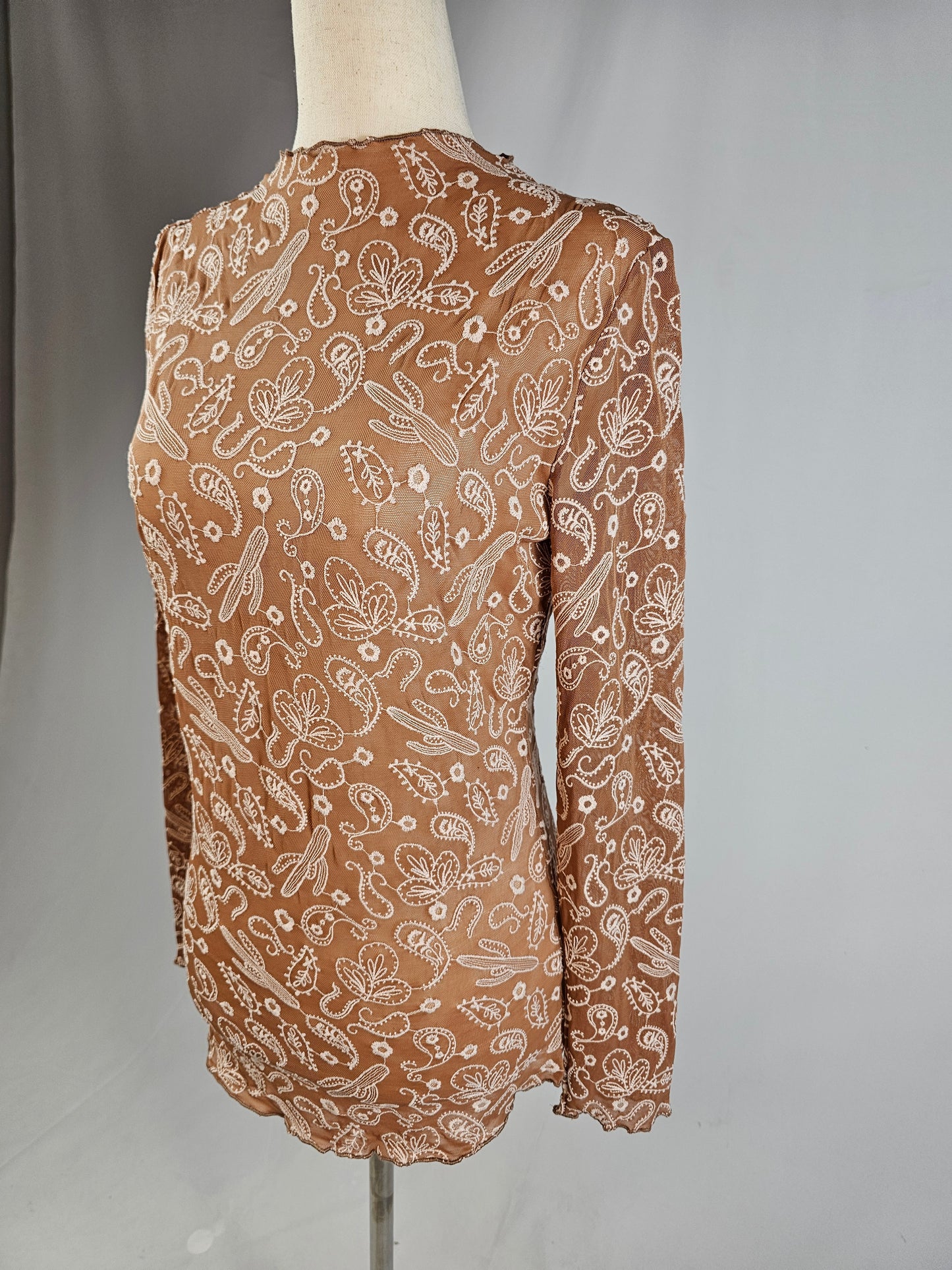 TZ97 Paisley Print Lace Blouse
