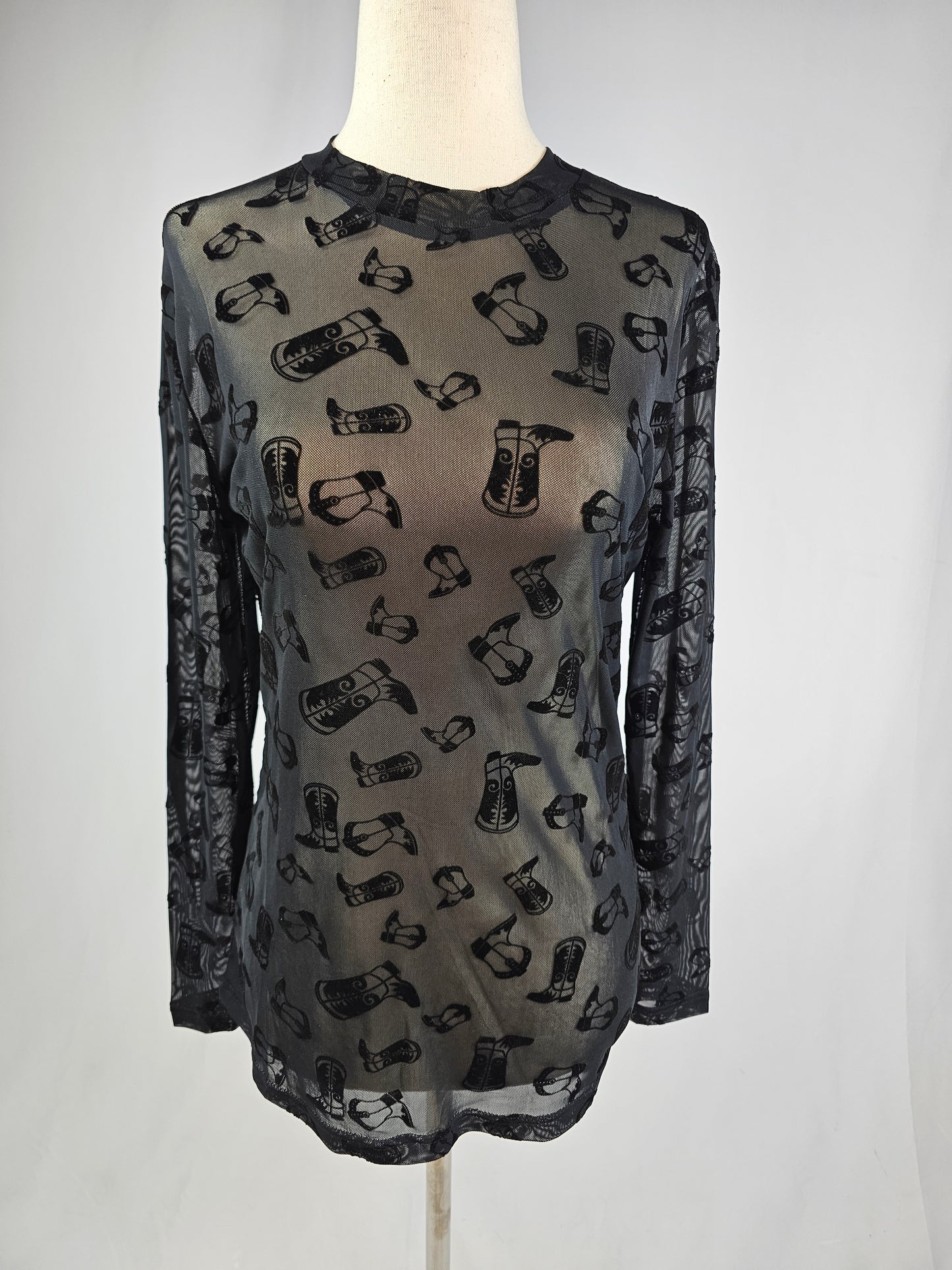 TZ106 Blame It on The Boots Mesh Top