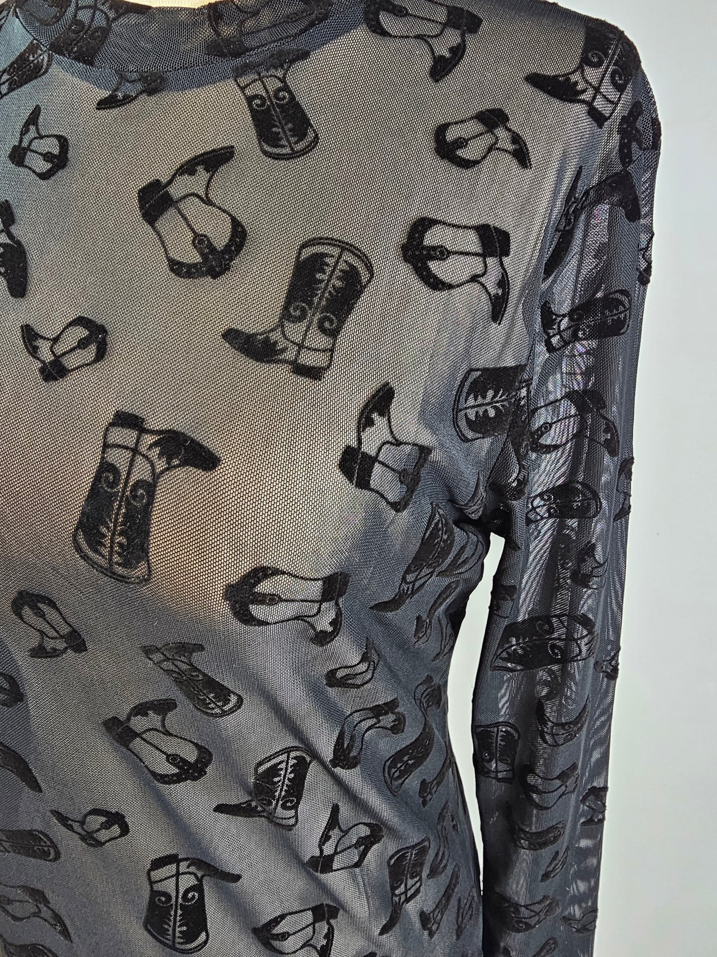 TZ106 Blame It on The Boots Mesh Top