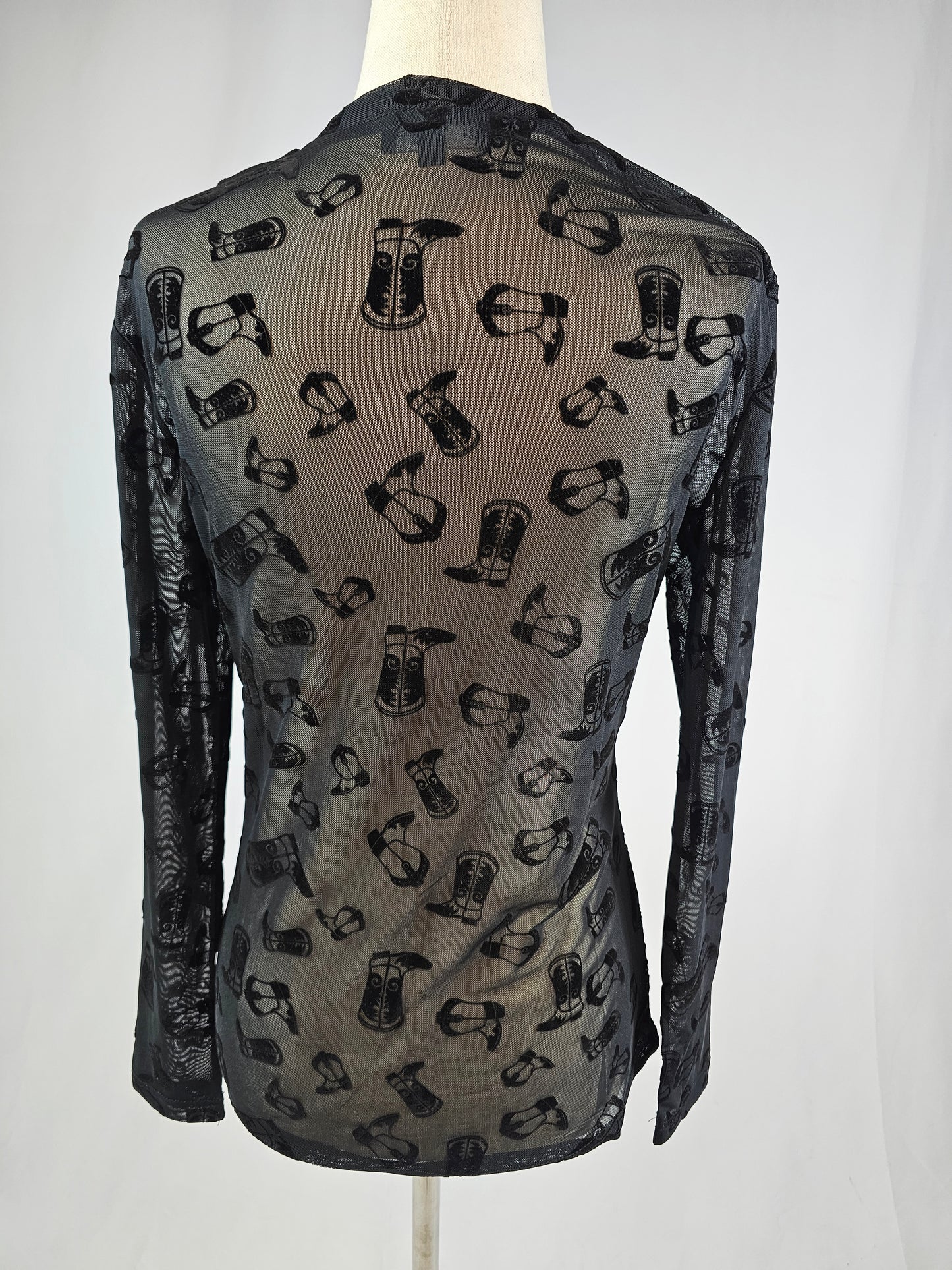TZ106 Blame It on The Boots Mesh Top