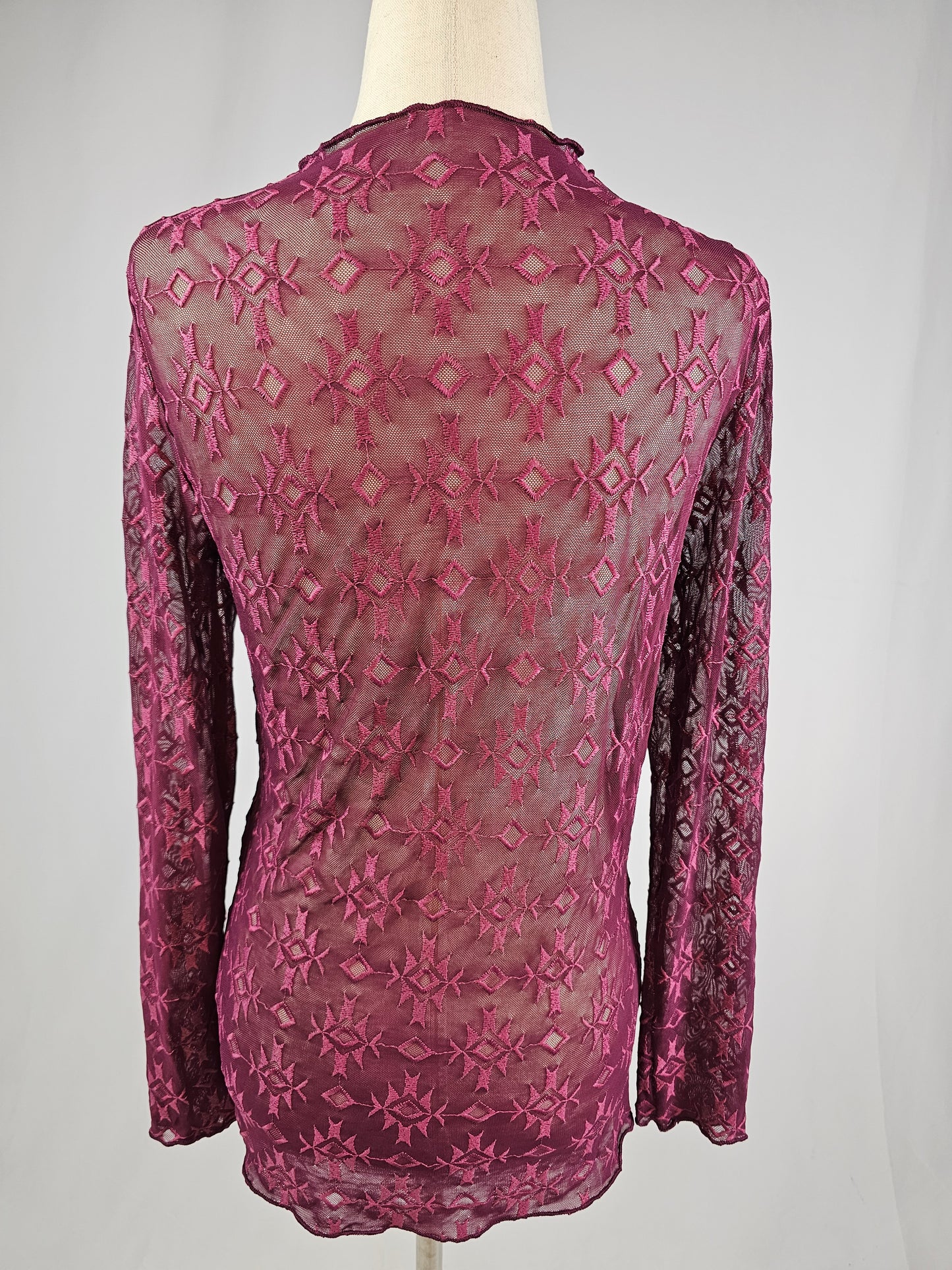 MK716 Aztec Embroidered Mesh Top