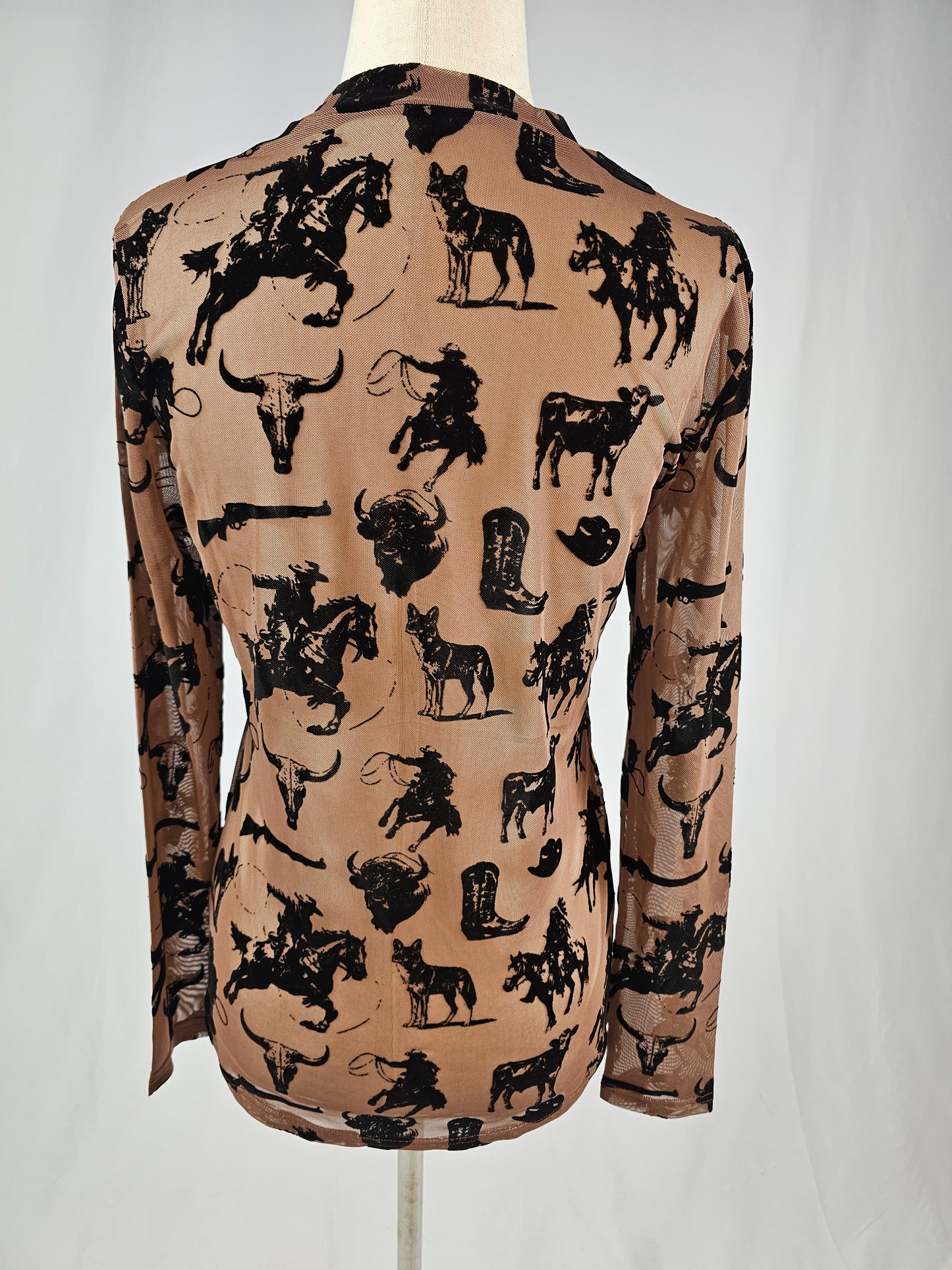 TZ105 Buffalo Dreams Velvet Mesh Top