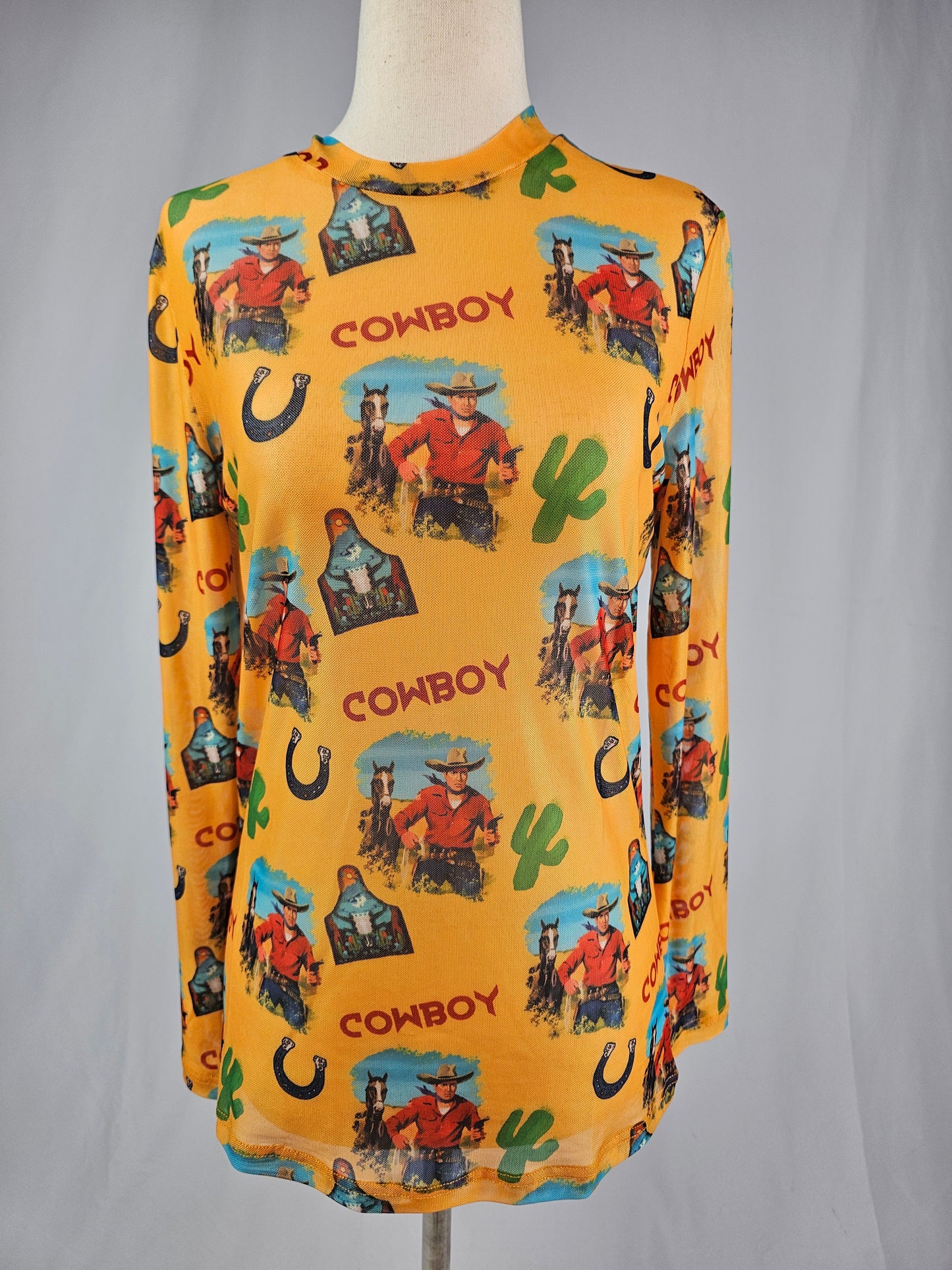 MK714 Vintage Cowboy Mesh Top