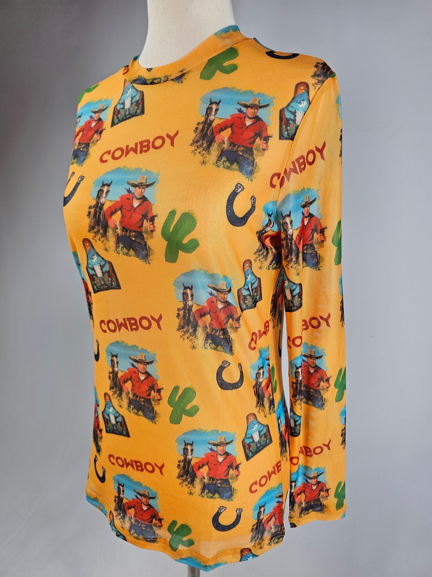 MK714 Vintage Cowboy Mesh Top