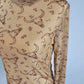 TZ107 Branded Longhorns Velvet Mesh Top