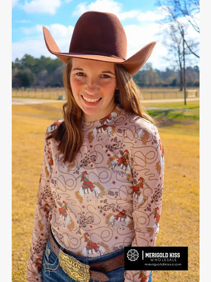 MK337 Rodeo Long Sleeve Mesh Top - Neutral