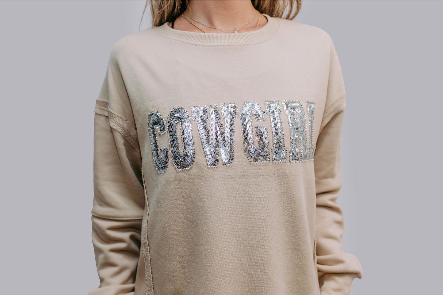 MK481 Cowgirl Sequin and Beaded Sweatshirt