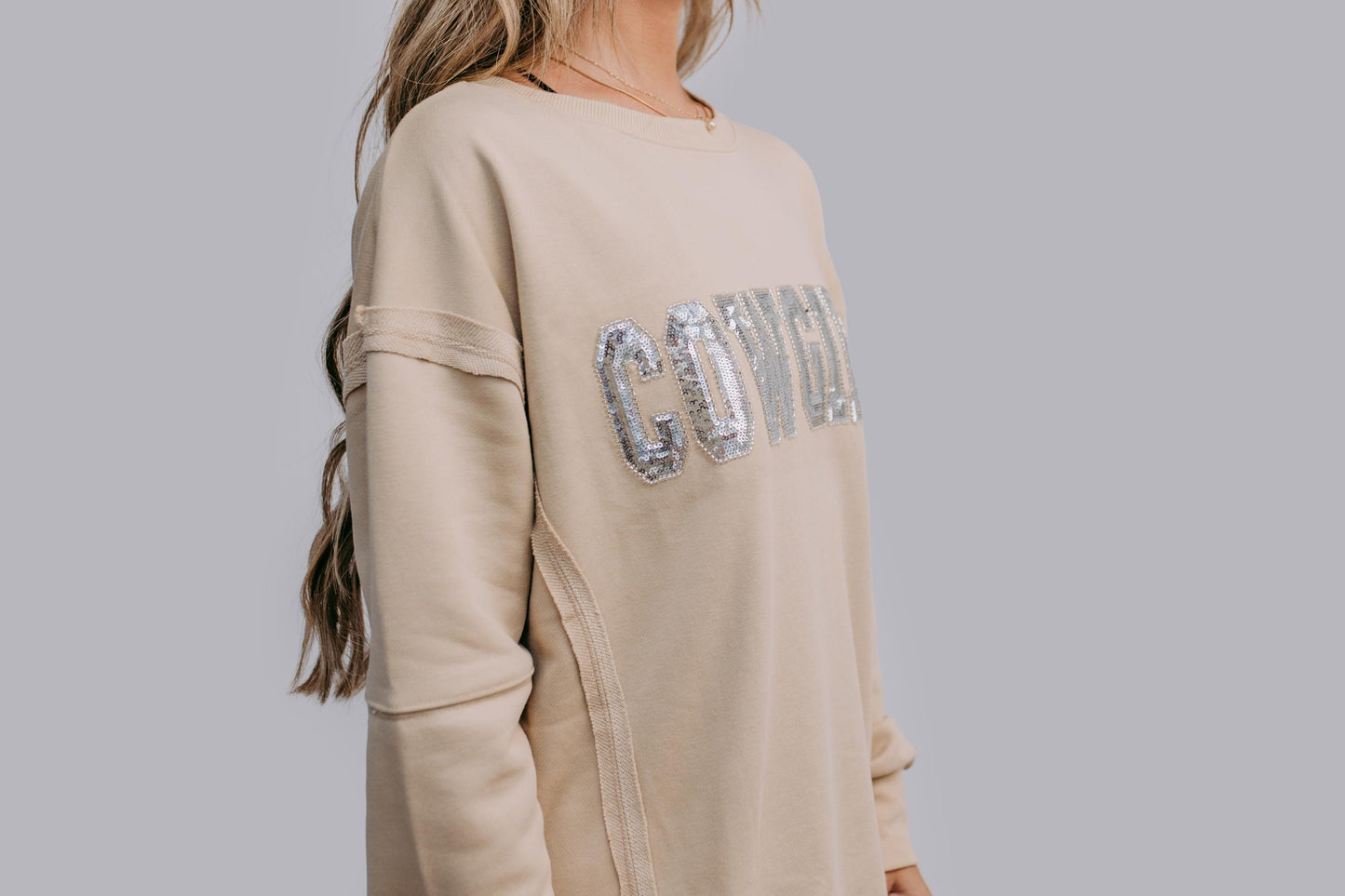 MK481 Cowgirl Sequin and Beaded Sweatshirt