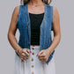 MK411 Gold Foil Bronco Denim Vest - Medium Wash