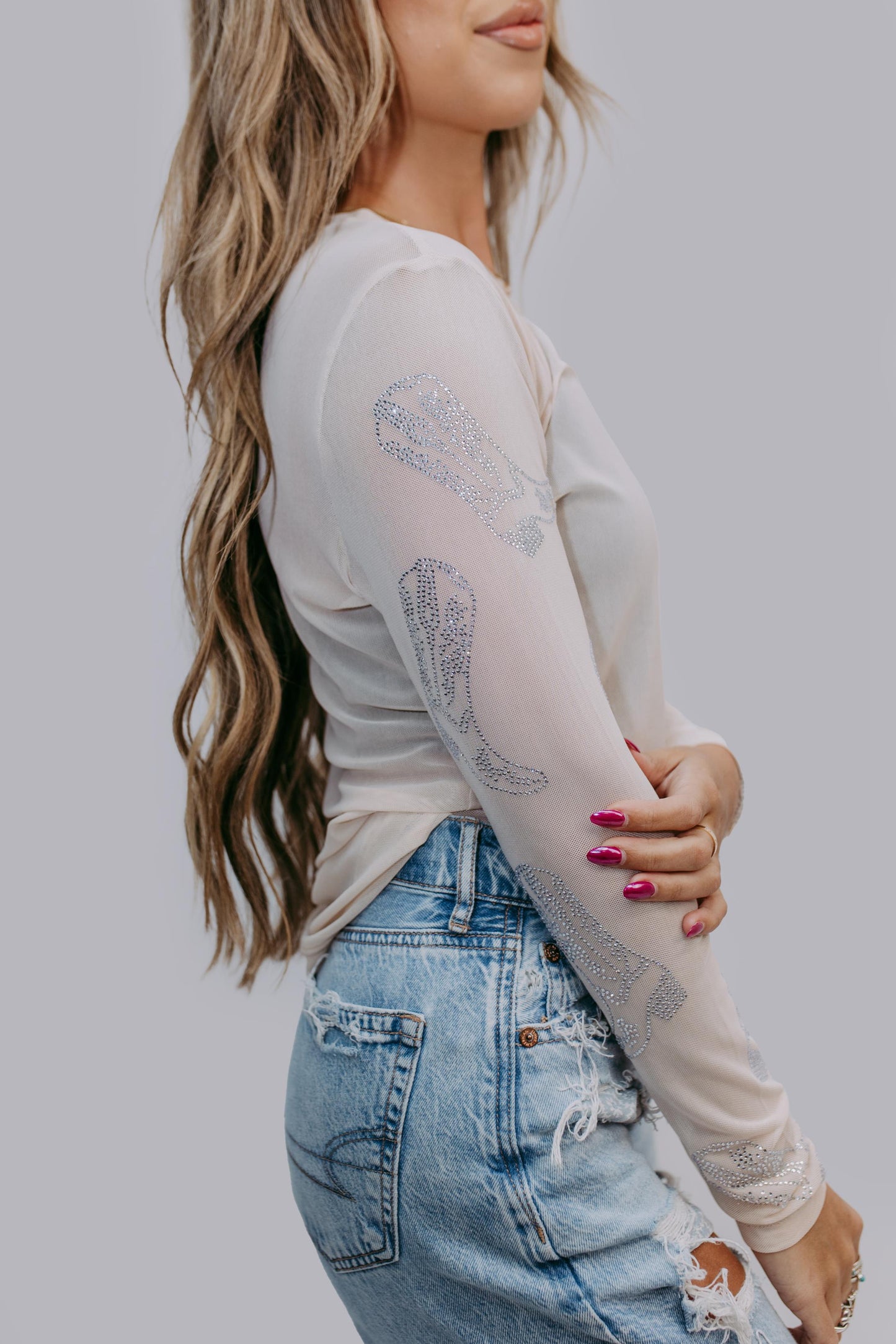 MK599 Sparkle Boots Mesh Top