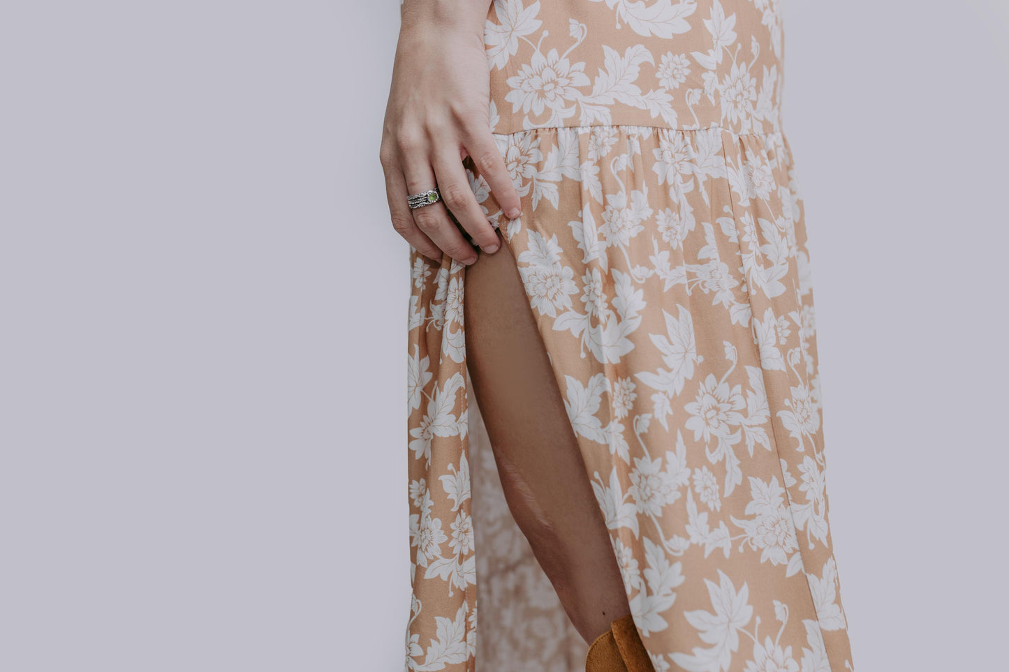 MK603 Floral Side Slit Maxi Skirt