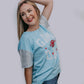 MK489 Sequins Sleeve Game Day Tee - Icy Blue
