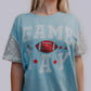 MK489 Sequins Sleeve Game Day Tee - Icy Blue
