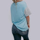 MK489 Sequins Sleeve Game Day Tee - Icy Blue