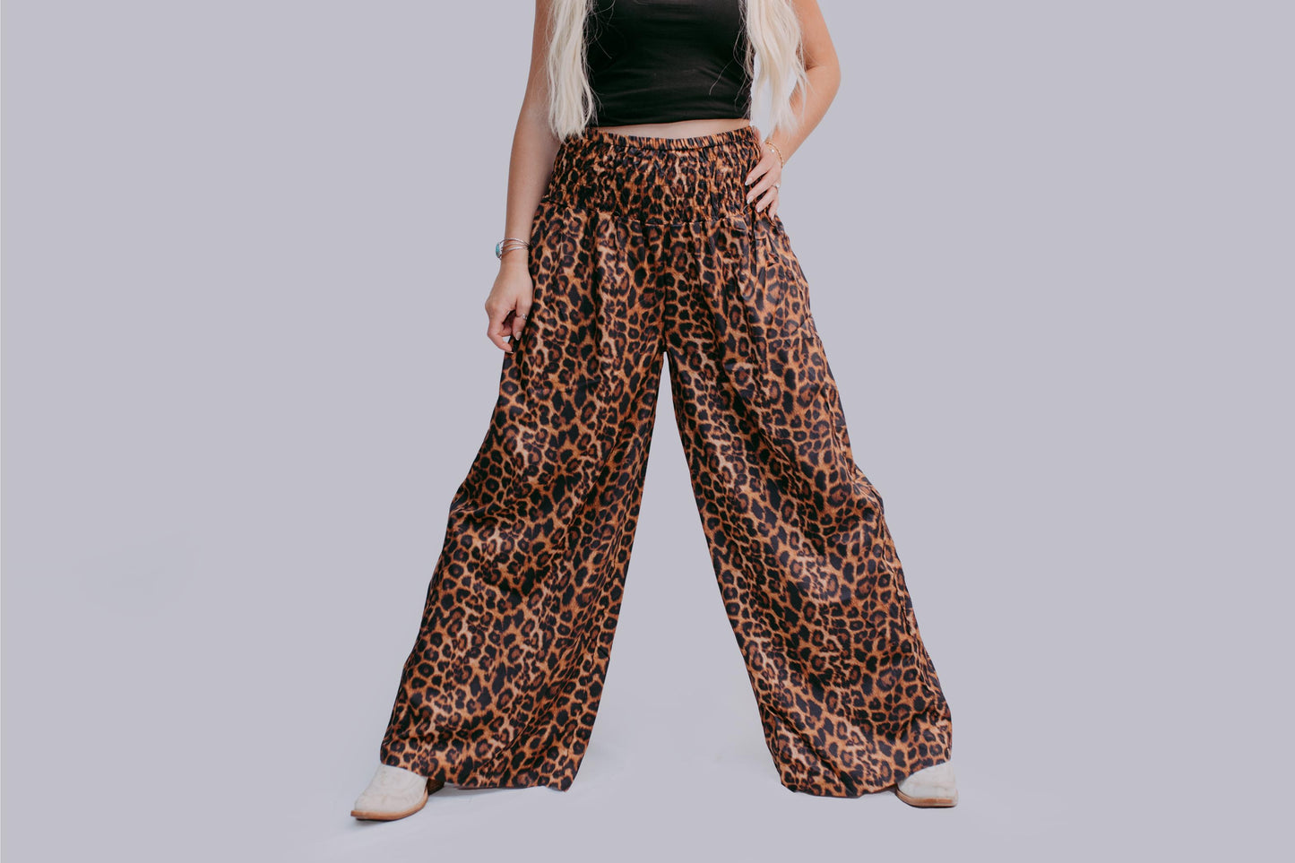MK35 Loose Fit Leopard Bell Pants