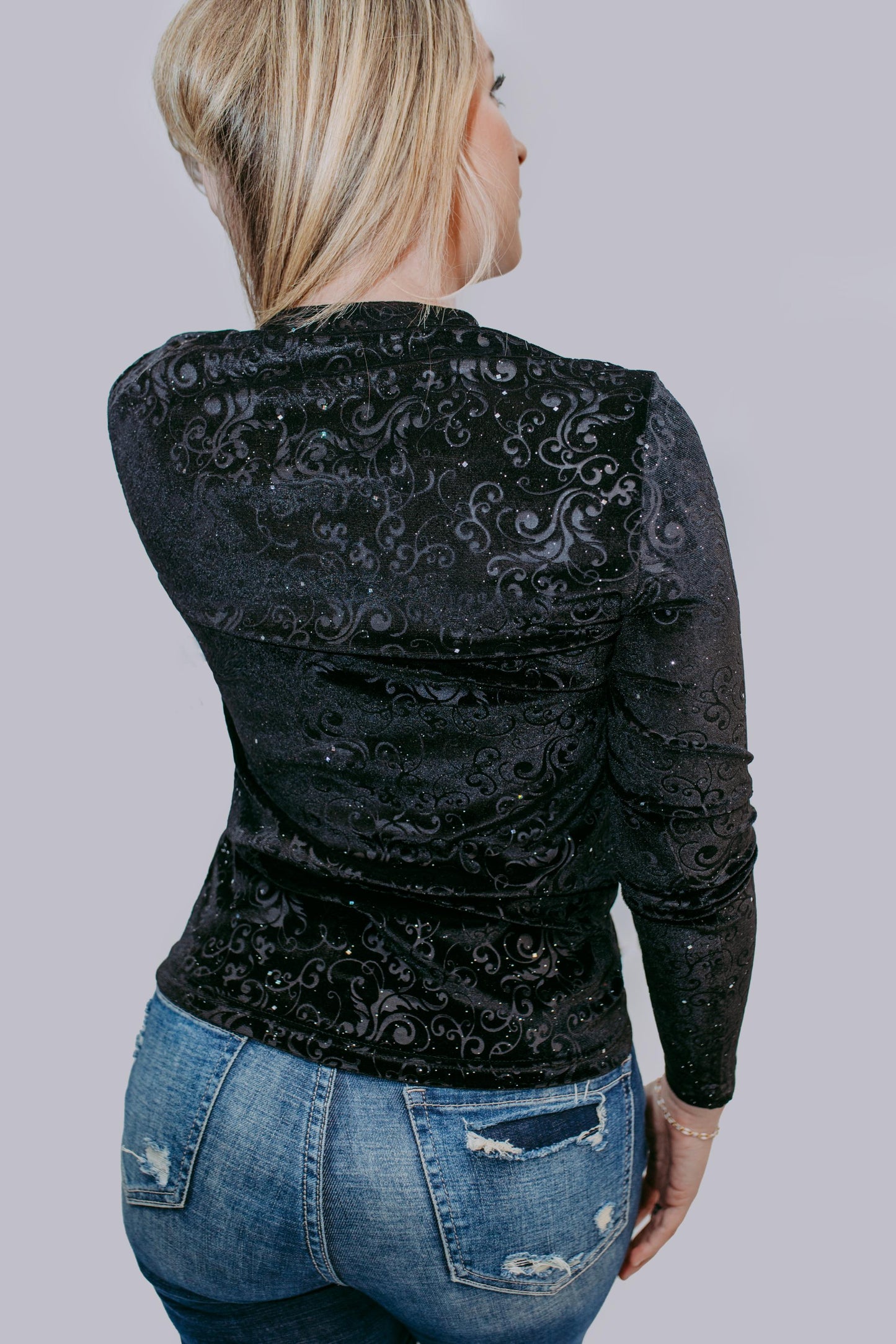 MK414 Jewel Velvet Mesh Top