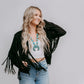 MK208 Blank Fringe Vegan Suede Jacket