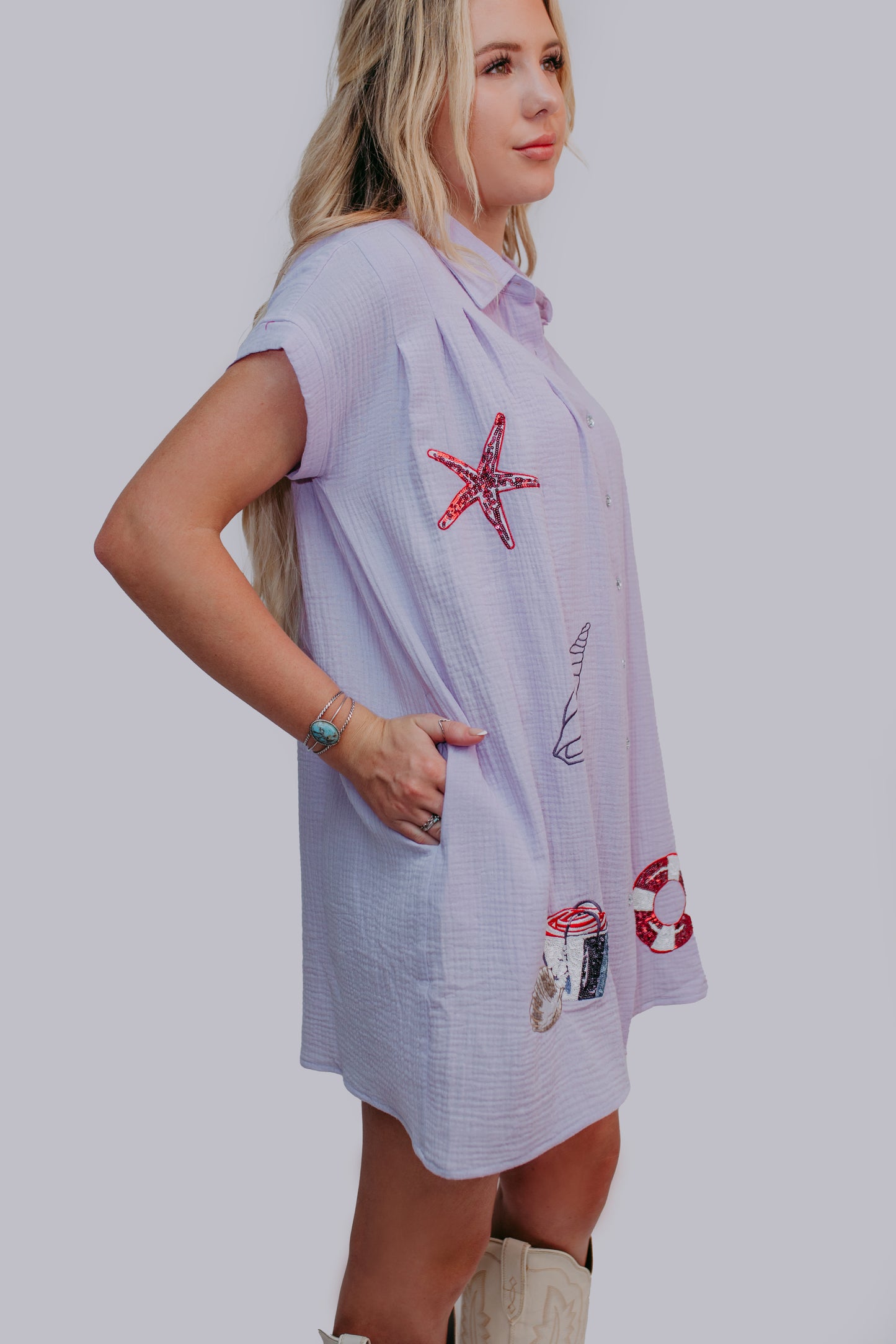 MK592 Sequins Beach Life Dress