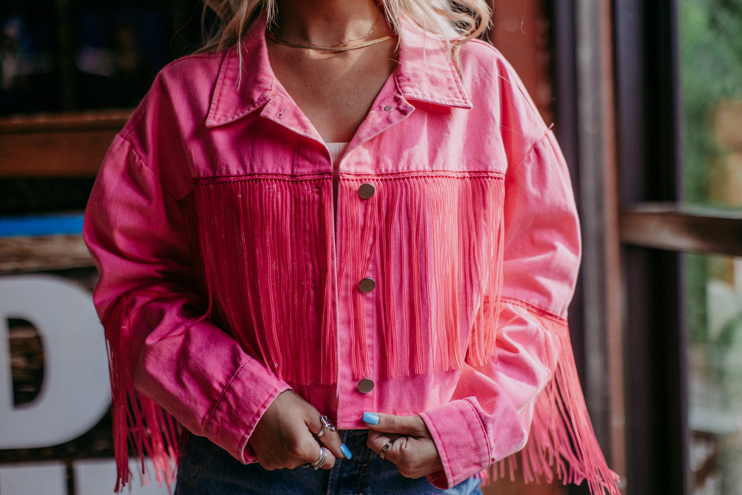 MK168 The Only One Crystal Embellished Fringe Crop Jacket
