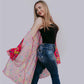 MK203 Rollin with the Flow Mesh Kimono - Hot Pink/Cowgirl