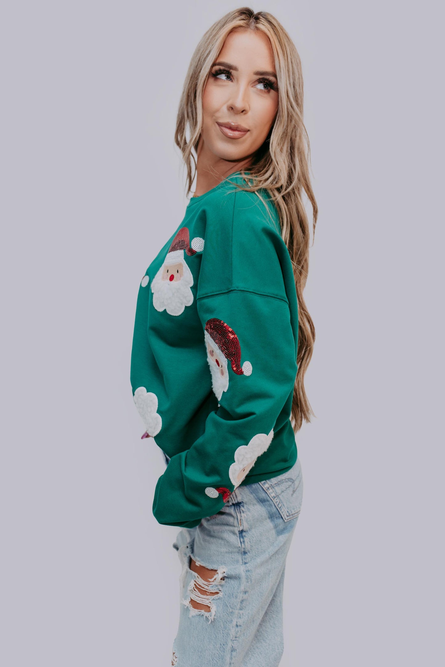 MK423 Santa Baby Sequin Embroidered Sweatshirt