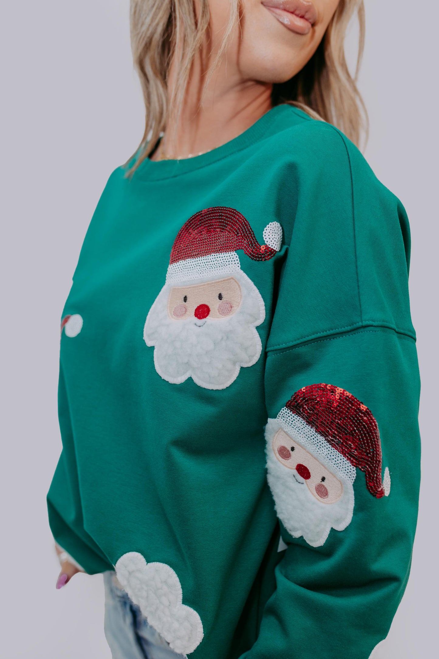 MK423 Santa Baby Sequin Embroidered Sweatshirt
