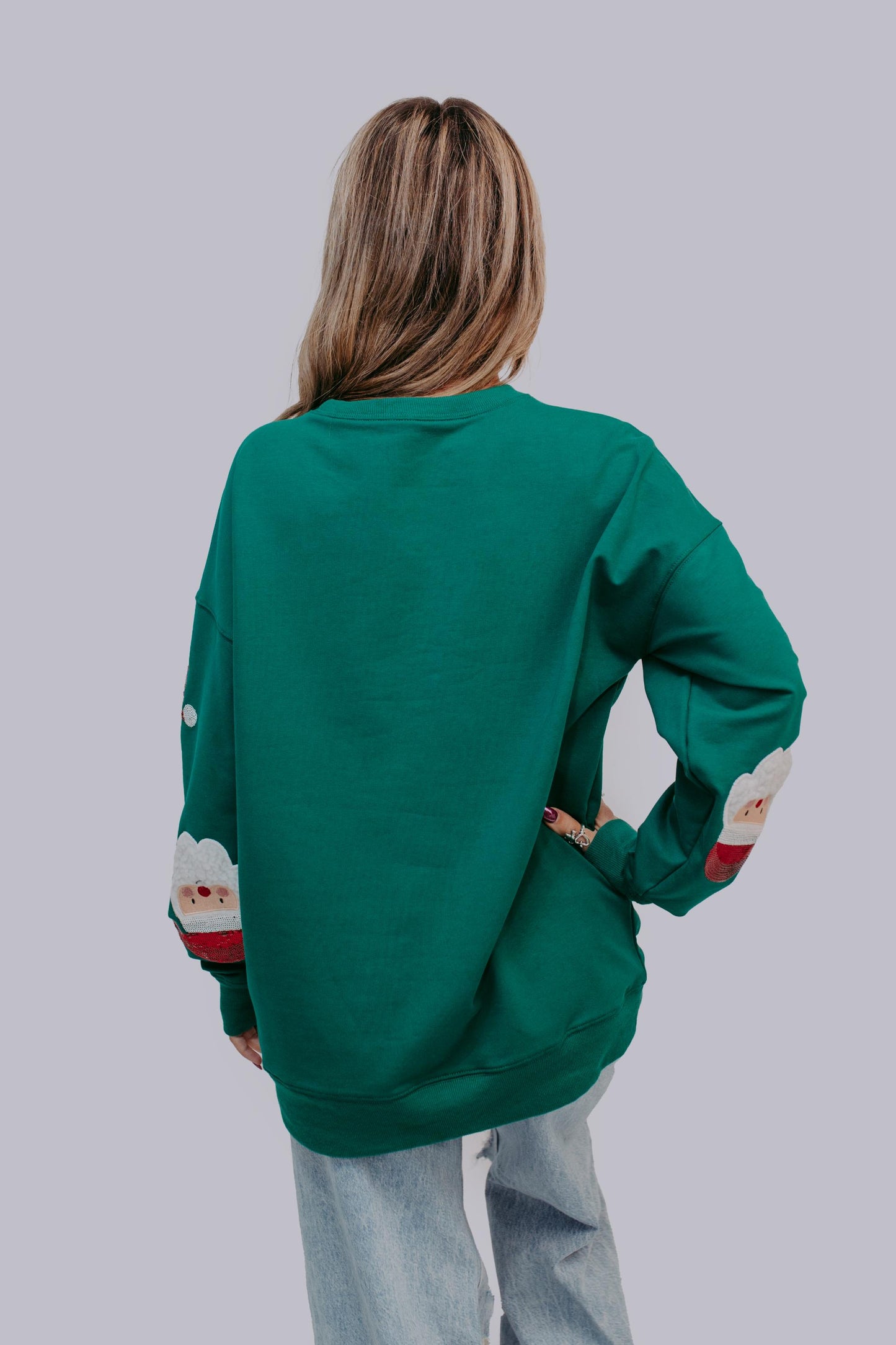 MK423 Santa Baby Sequin Embroidered Sweatshirt