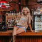 MK406 Cowgirl 3D Sequin Embroidered Tee - Tan