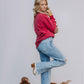 MK159 Basic Acid Washed Sweatshirt - Maroon