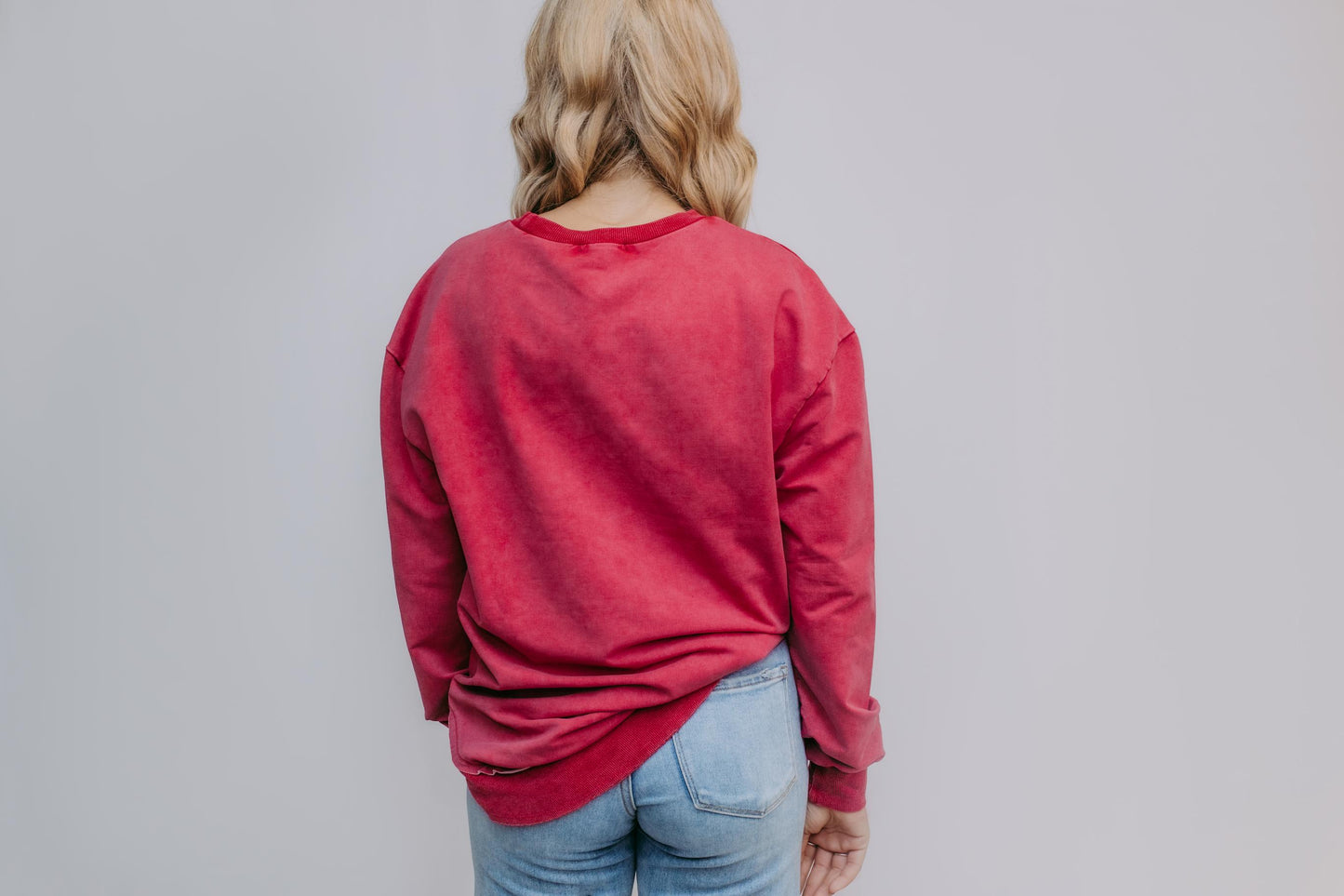 MK159 Basic Acid Washed Sweatshirt - Maroon