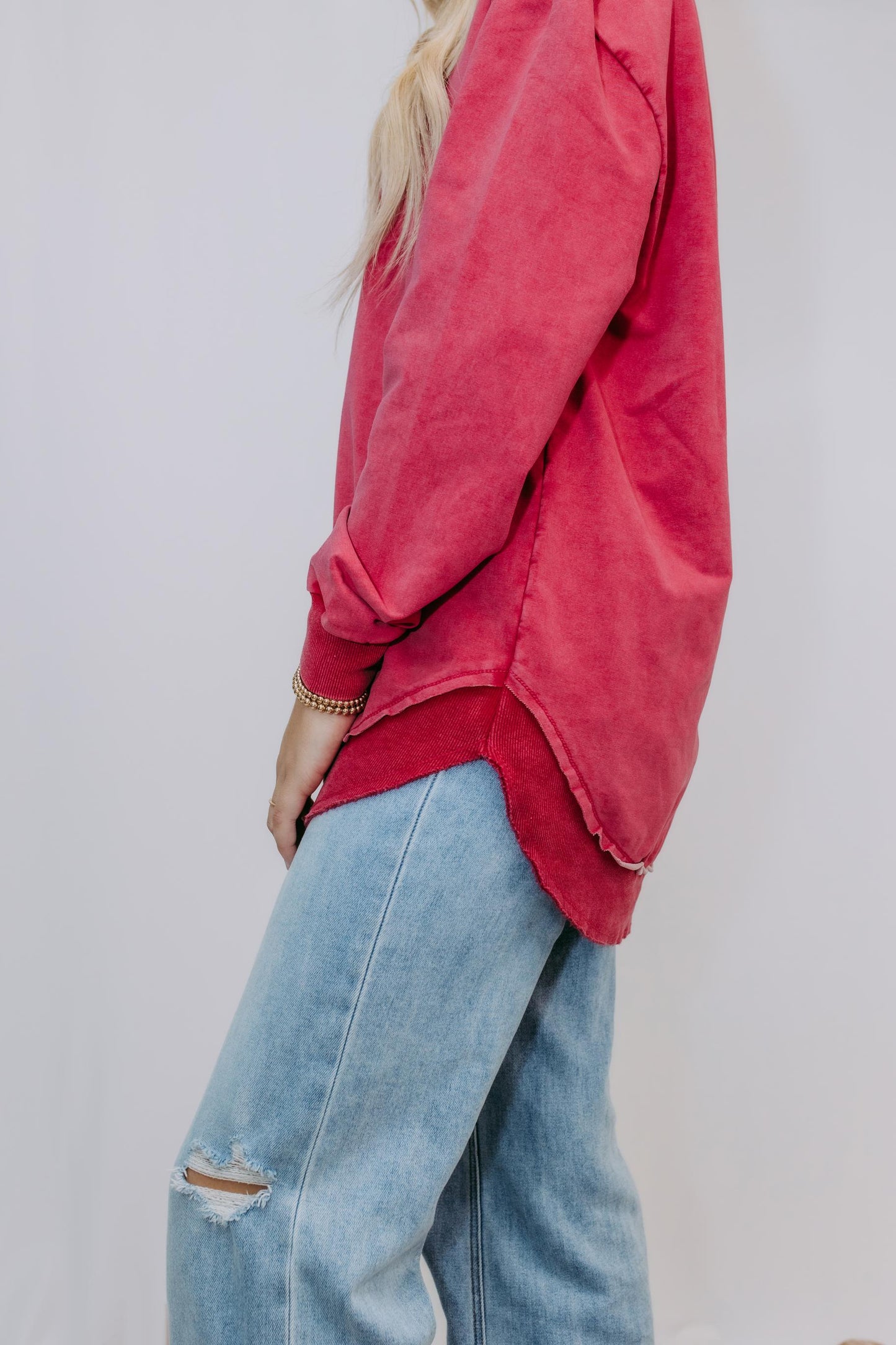 MK159 Basic Acid Washed Sweatshirt - Maroon