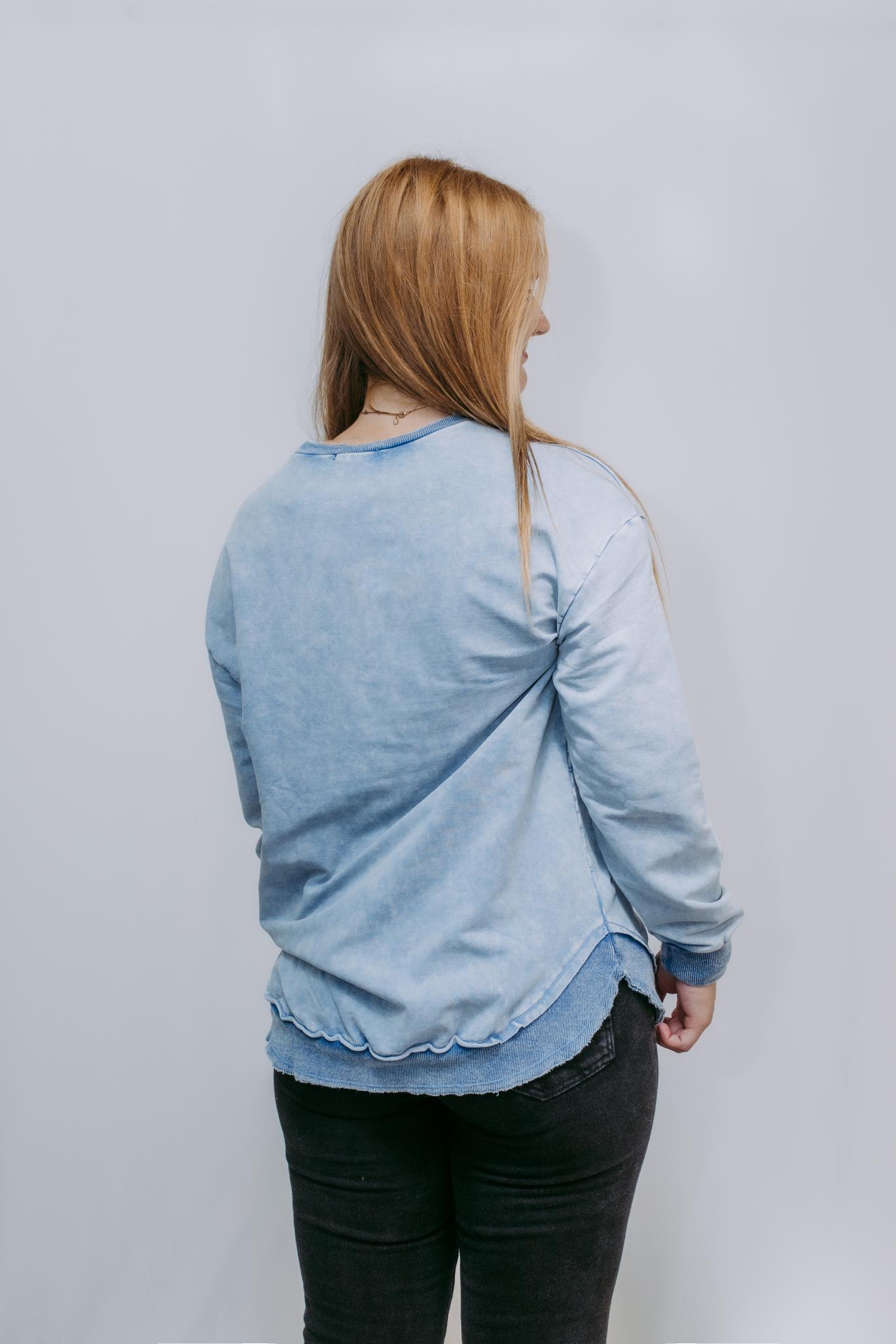MK159 Basic Acid Washed Sweatshirt - Blue